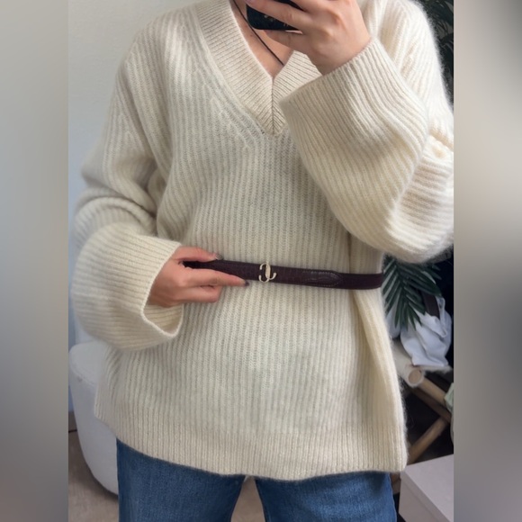 Jimmy Choo Burgundy Leather JC Logo Belt 95 cm - Picture 6 of 6